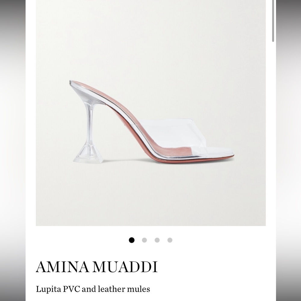 NIB Amina Muaddi Lupita PVC and leather mules